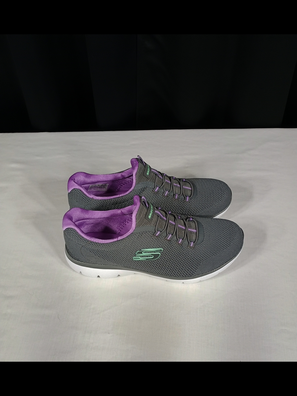 Skechers Women's Gray & Purple Slip-On Athletic Sneakers Size 8 New